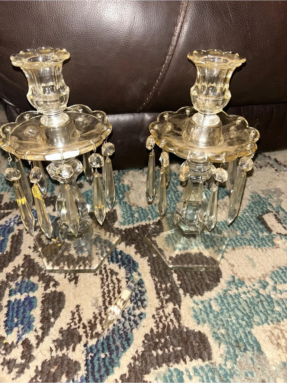 GORGEOUS VINTAGE CRYSTAL CHANDELIER CANDLESTICKS